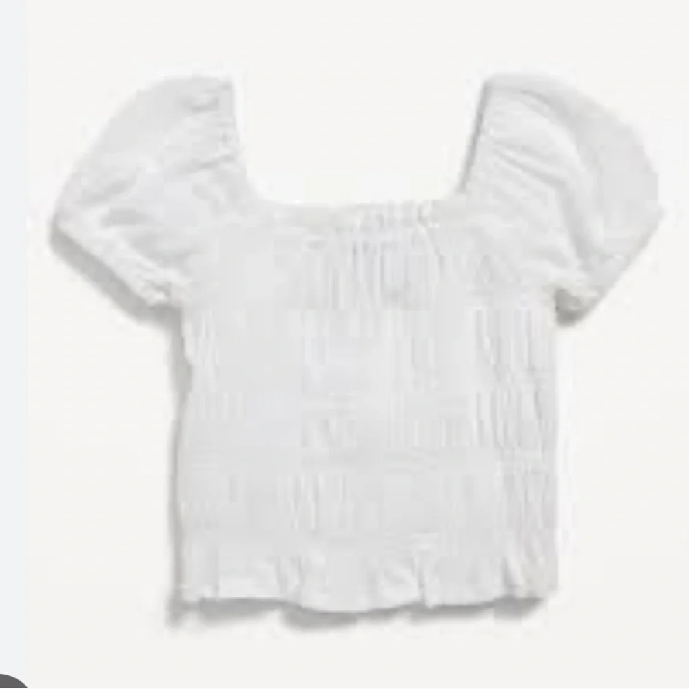 Bundle of 2 girls smocked puff sleeve top black and cream size 8